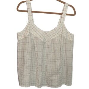 Xirena White Windowpane Plaid Tank Top Size Large New Without Tag